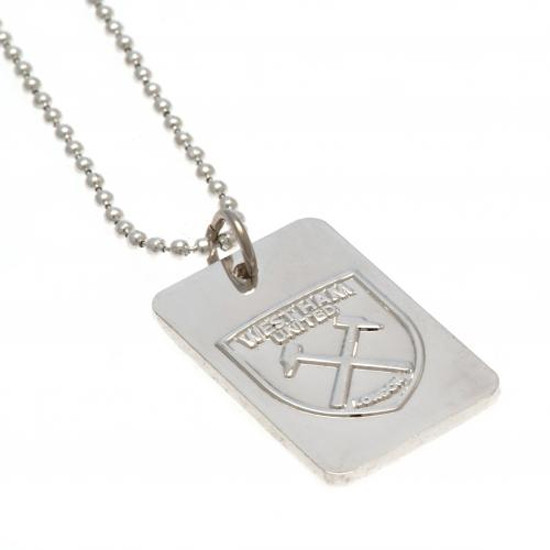 West Ham United FC Silver Plated Dog Tag & Chain