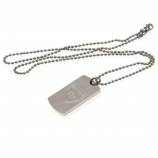 Arsenal FC Engraved Crest Dog Tag & Chain