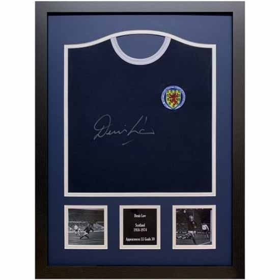 Scotland FA Denis Law Signed Shirt Framed