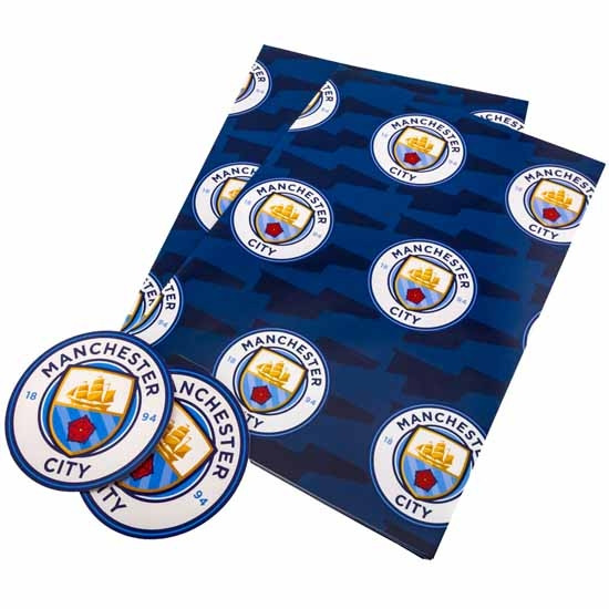 Manchester City FC Text Gift Wrap with Club Logo