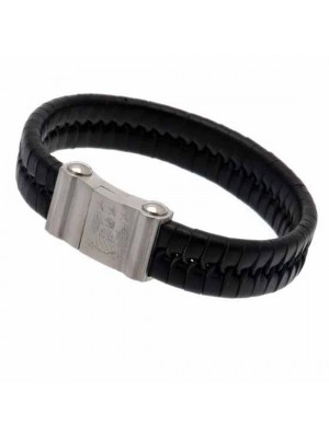 Manchester City FC Single Plait Leather Bracelet EC
