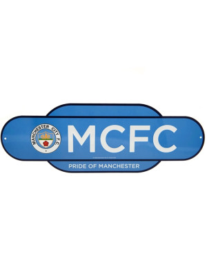 Manchester City FC Colour Retro Sign - Front View