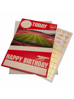 Arsenal FC Birthday Card With Stickers -  Front View