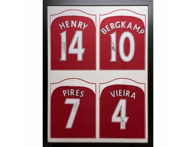 Arsenal trøje - Henry, Bergkamp, Pires & Vieira Signed Shirt (Quad Framed)