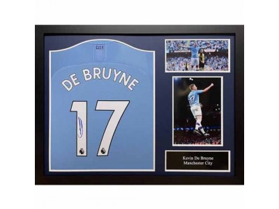 Manchester City trøje autograf - MCFC De Bruyne Signed Shirt (Framed)