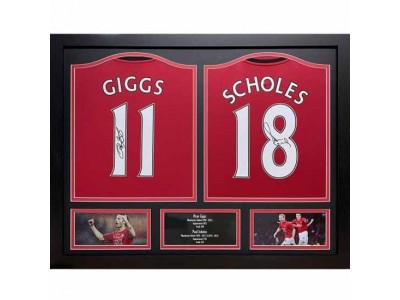 Manchester United trøje autograf - MUFC Giggs & Scholes Signed Shirts (Dual Framed)