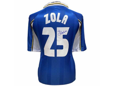 Chelsea trøje - CFC 1998 Uefa Cup Winners Cup Final Zola Signed Shirt