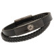 Chelsea FC Black IP Leather Bracelet - Front View