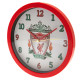 Close-up: Red and White Wall Clock with Club Emblem