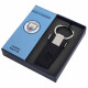 Elegant Leather Key Fob with Manchester City Crest